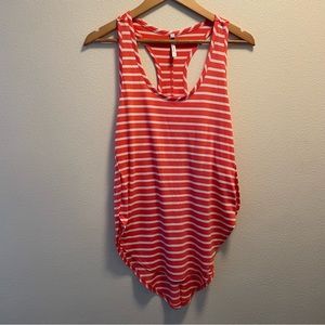 Poof! Women's Striped Assimetrical Open Sides Orange Tank Top Racerback Size L